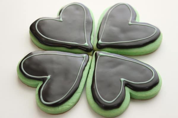 Mint Cut-Out Cookies with Dark Chocolate Glaze Icing