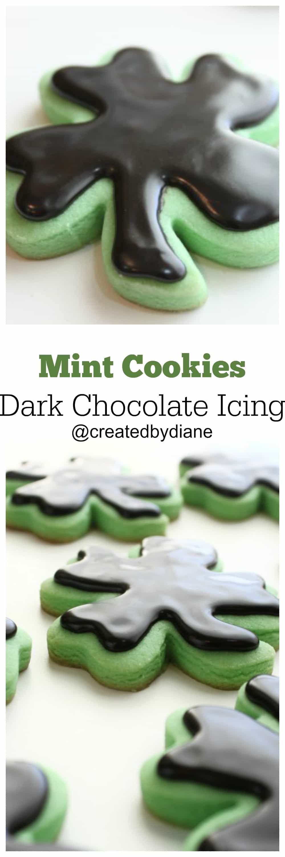 Mint CutOut Cookies with Dark Chocolate Glaze Icing Created by Diane