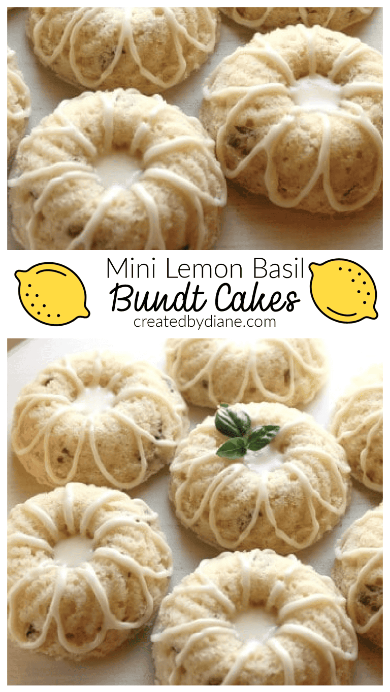Mini Lemon Basil Bundt Cakes