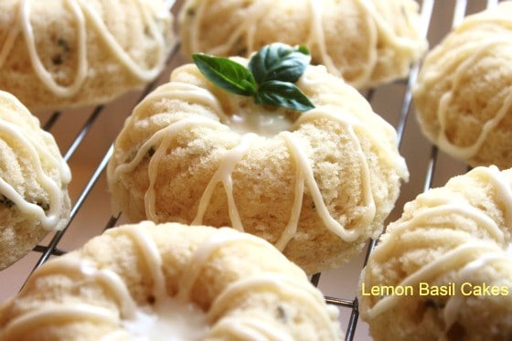 Mini Lemon Basil Bundt Cakes