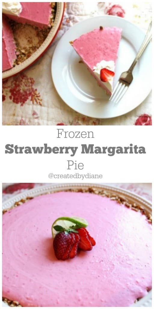Frozen Strawberry Margarita pie with PRETZEL Crust