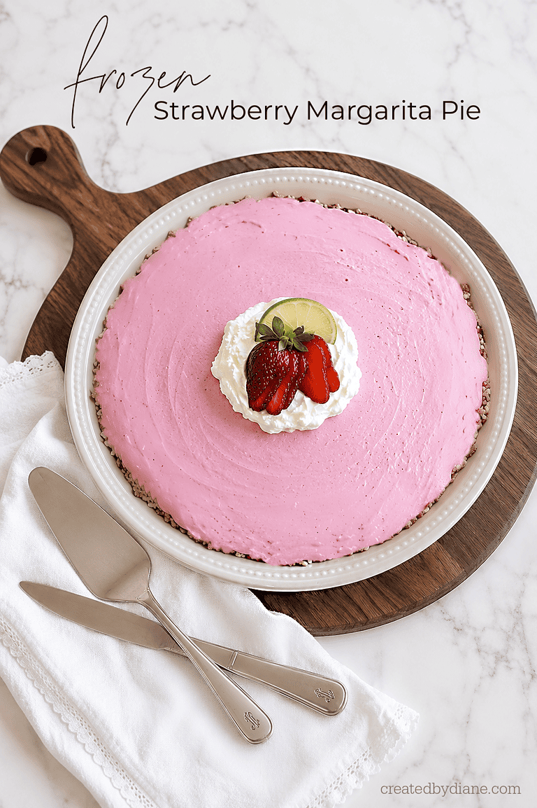 frozen strawberry margarita pie with a pretzel crust SALTY SWEET Flavor COMBO createdbydiane
