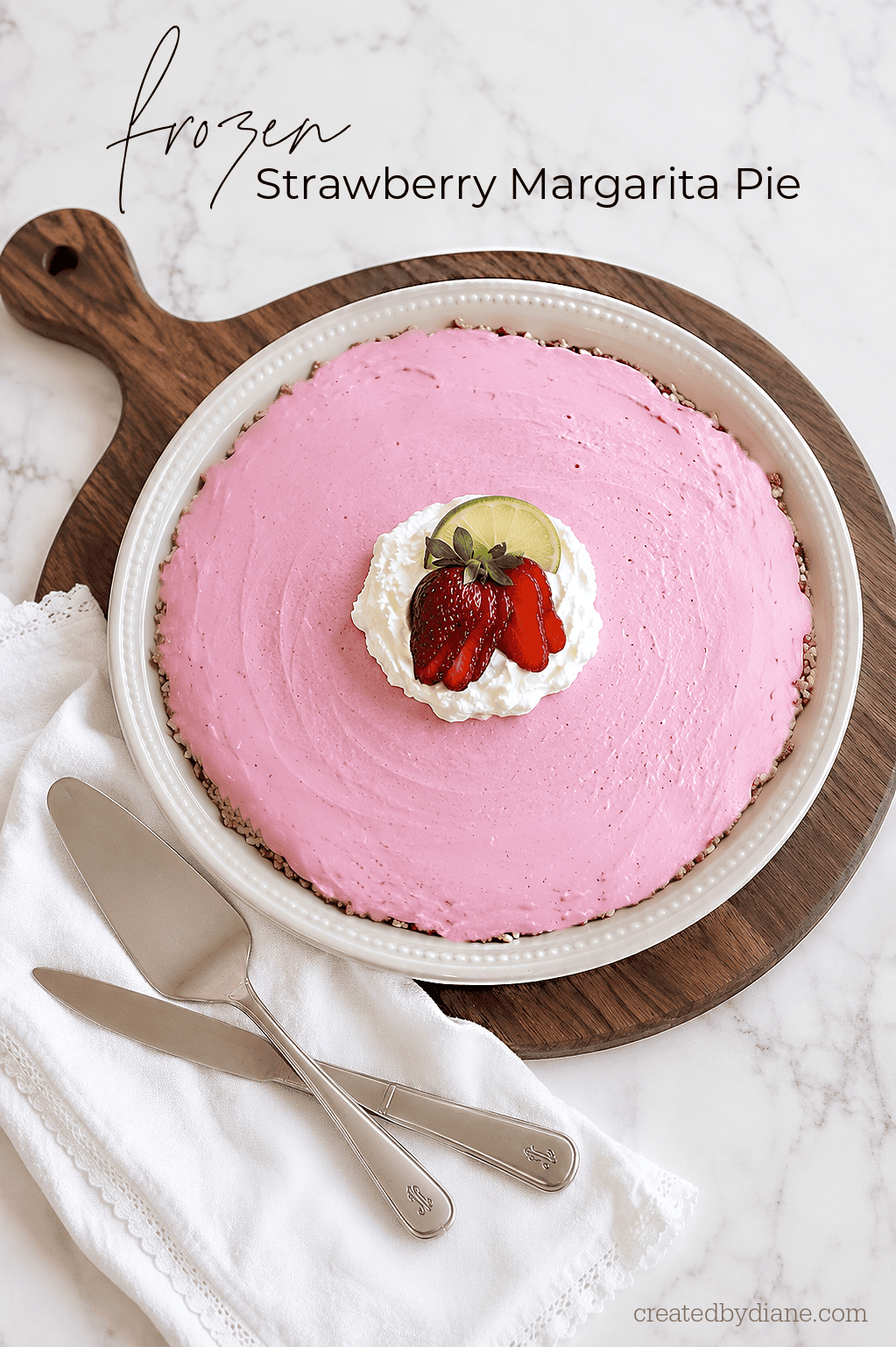 frozen strawberry margarita pie with a pretzel crust SALTY SWEET Flavor COMBO createdbydiane