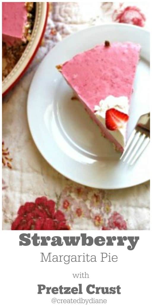 pretzel crust on a frozen Strawberry Margarita Pie is OUT of this world delicious. Perfect for any occasion. from @createdbydiane