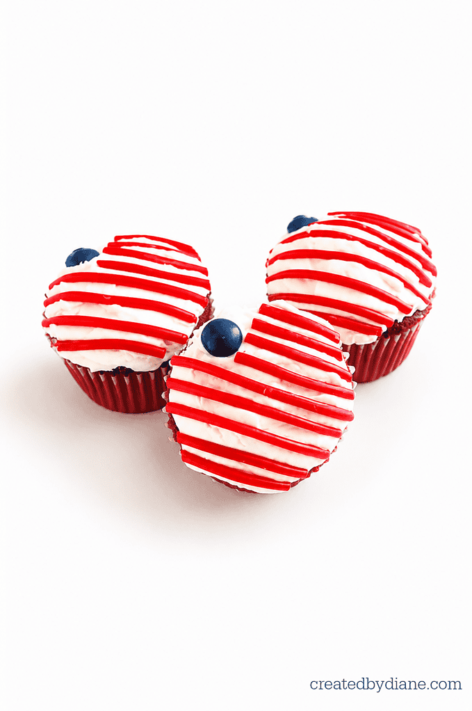 american flag cupcakes with candy from createdbydiane