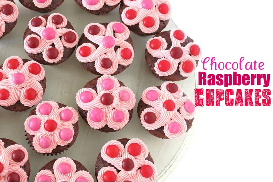 Chocolate Raspberry Cupcakes with Raspberry M&M’s