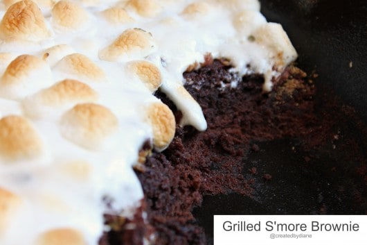 Grilled S'more Brownie in Cast Iron Skillet @createdbydiane