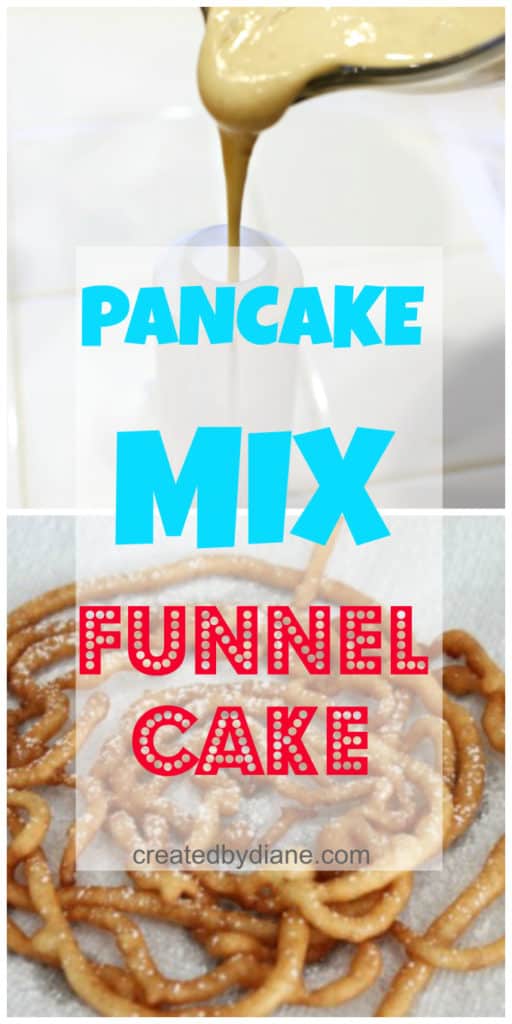 pancake mix funnel cake recipe and instructions at createdbydiane.com
