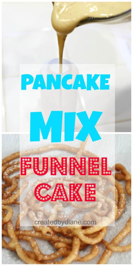 pancake mix funnel cake recipe and instructions at createdbydiane.com