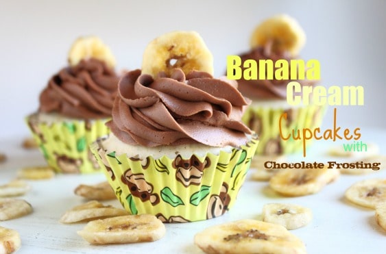 Banana Cream Cupcakes with Chocolate Frosting