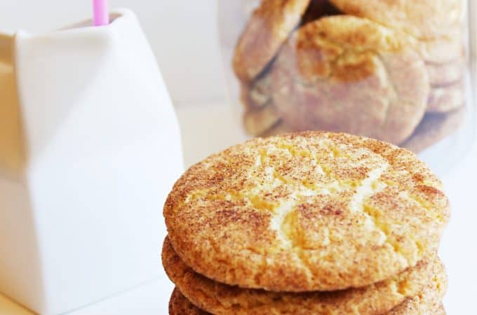 Snickerdoodles THE BEST COOKIE RECIPE, cinnamon sugar cookie by createdbydiane.com cookies piled high with a cookie jar carton of milk