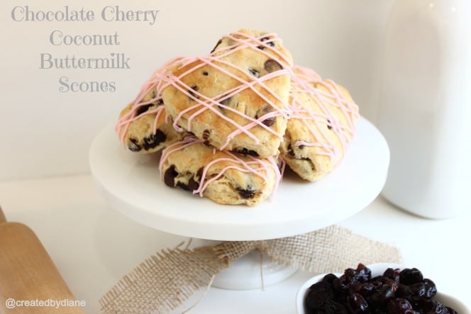 Chocolate Cherry Coconut Buttermilk Scones