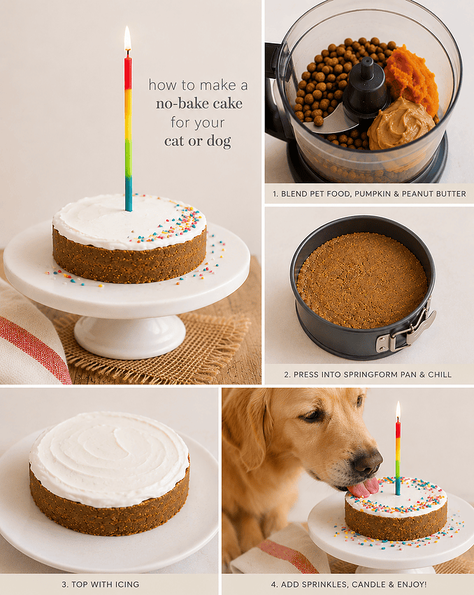 pet safe cake recipe for cat birthday, dog birthday ro dog gotcha day celebrating make with pet food createdbydiane