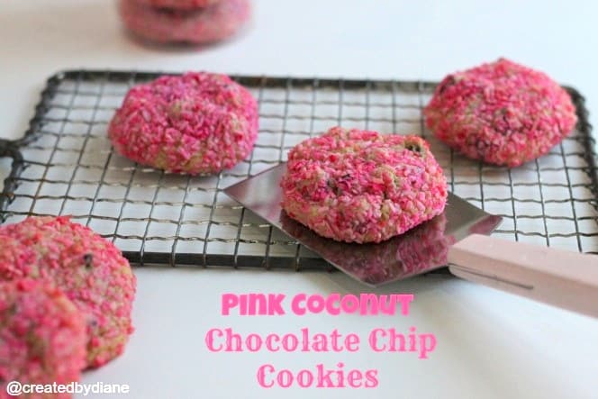 Pink Coconut Chocolate Chip Cookies