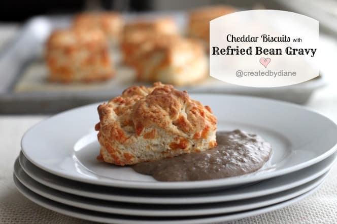 Cheddar Biscuits with Refried Bean Gravy