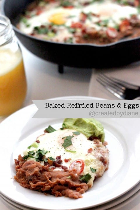 Baked Refried Beans and Eggs @createdbydiane