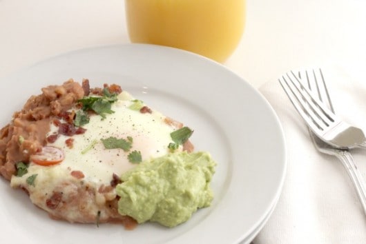 Refried beans and eggs. Low Carb Breakfast