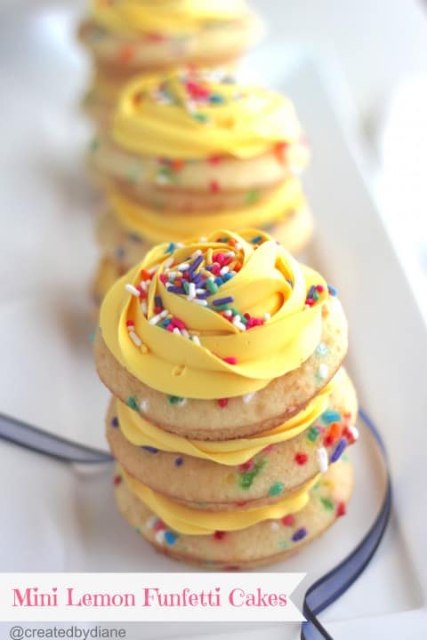 Mini Lemon funfetti Cakes @createdbydiane