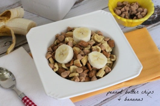 Peanut Butter Chips and Bananas on Honey Squares @createdbydiane