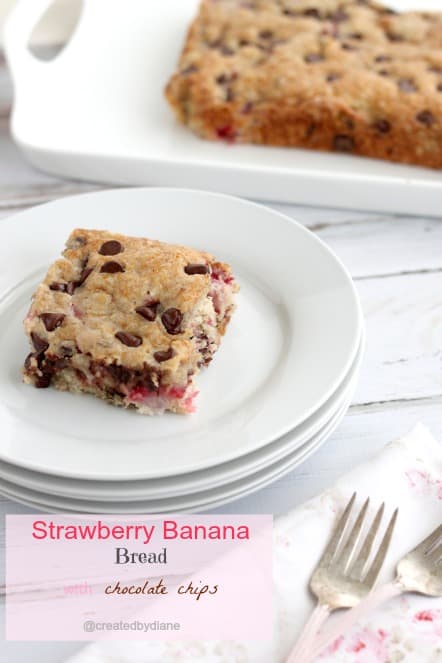 Strawberry Banana Bread with Chocolate Chips @createdbydiane