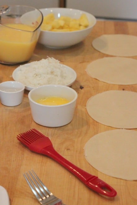 preparing Pina Colada Pies