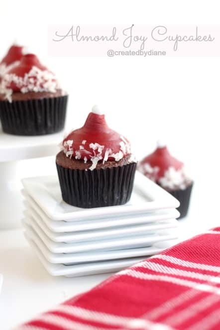 Almond Joy Santa Hat Cupcakes @createdbydiane