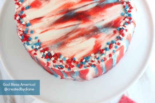 July 4th Cake, Red White and Blue Cake #godblessamerica @createdbydiane