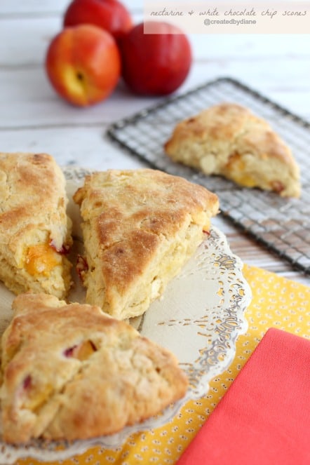 Nectarine and White Chocolate Chip Scones