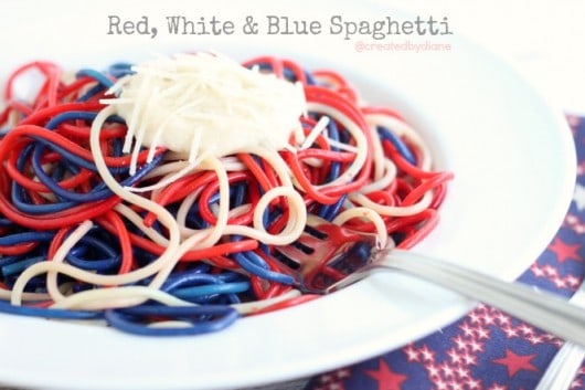 Red white & Blue Spaghetti @createdbydiane #howto #recipe #food #july4 #patriotic