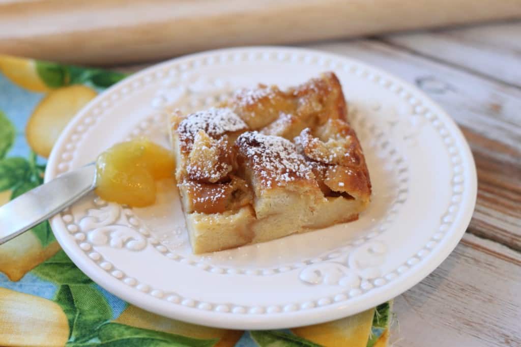 Lemon Bread Pudding made from Leftover Hot Dog Buns Created by Diane
