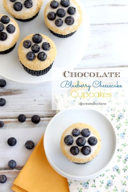 Chocolate Blueberry Cheesecake Cupcakes @createdbydiane