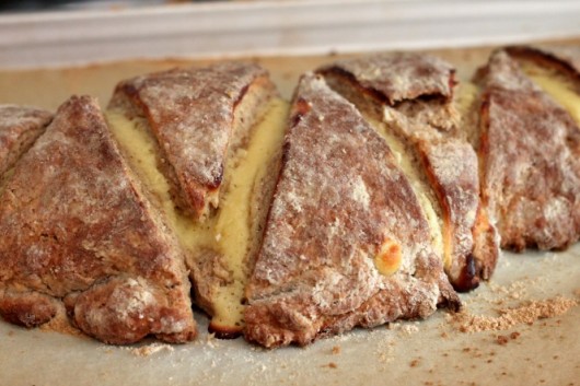 baked scones with cheesecake filling