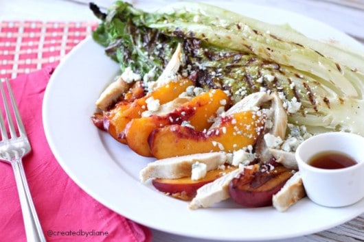 Grilled Romaine Salad with chicken, peaches and blue cheese @createdbydiane.jpg