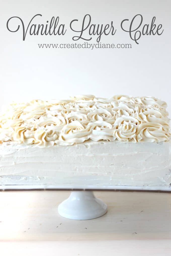 vanilla layer cake with Italian Buttercream Frosting Filled with Pastry Cream tastes amazing perfect cake www.createdbydiane.com