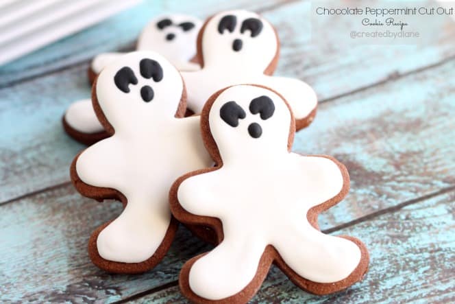 Chocolate Peppermint Cut Out Cookies @createdbydiane #Halloween #peppermint #Ghosts #halloween #peppermint