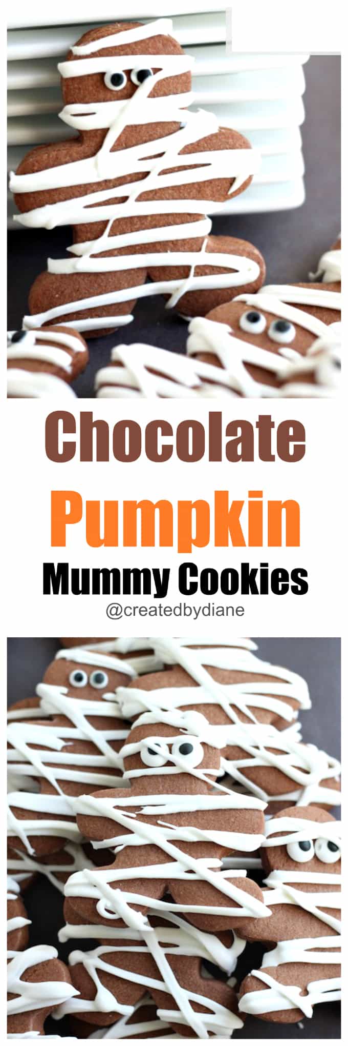 chocolate pumpkin mummy cookies @createdbydiane