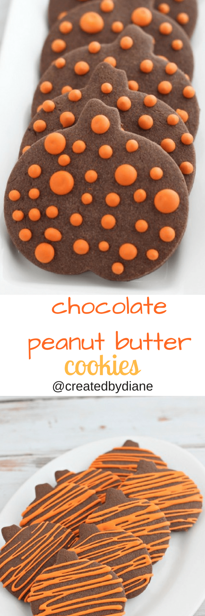 chocolate peanut butter cut out cookies with icing