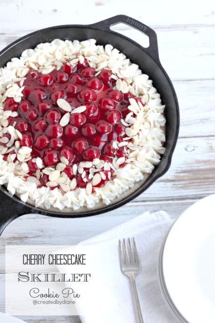 Cherry Cheesecake Skillet Cookie Pie @createdbydiane