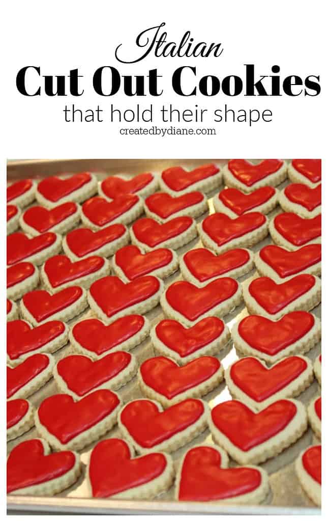 Italian Cut Out Cookies that hold their shape, red heart crinkle cut cookies createdbydiane.com