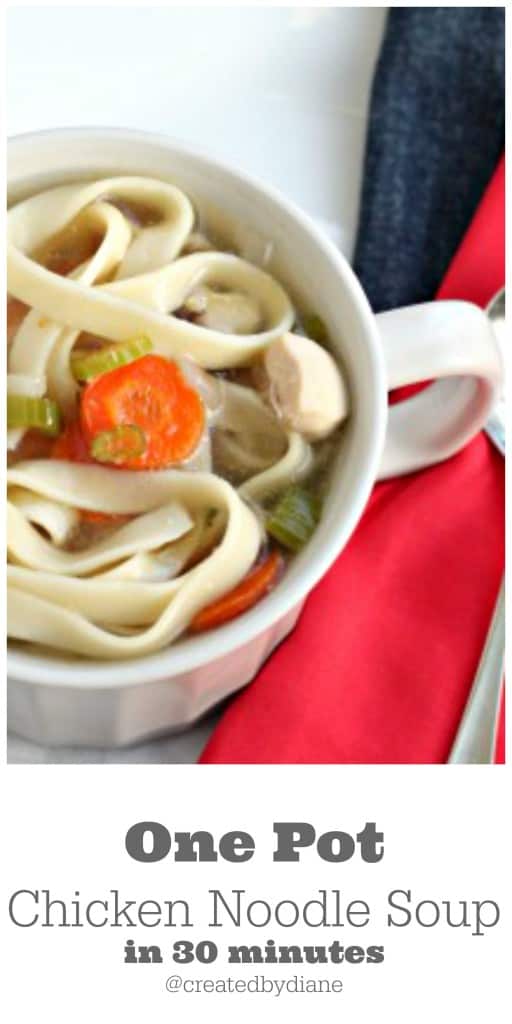 One Pot Chicken Noodle Soup in 30 minutes @createdbydiane