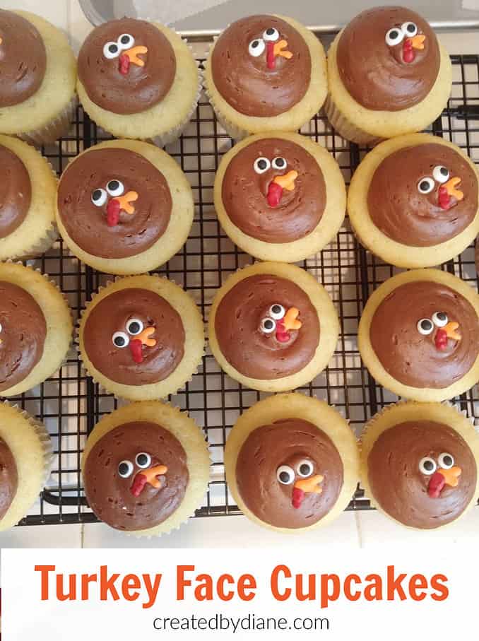 turkey face cupcakes, Thanksgiving, createdbydiane.com