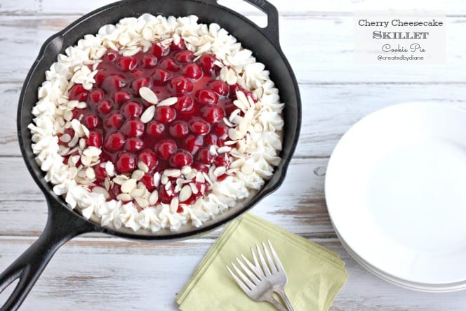 Cherry Cheesecake Skillet Cookie Pie @createdbydiane