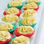 CHRISTMAS DEVILED EGGS red and green colored eggs createdbydiane