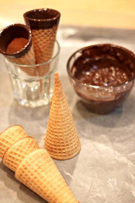 Chocolate dipped cones