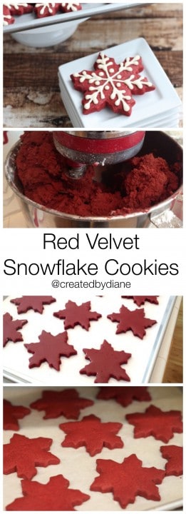 Red Velvet Snowflake Cookies @createdbydiane #winter #Christmas #redvelvet