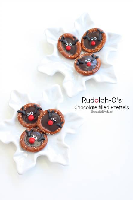 Rudolph-O's Chocolate Filled Pretzels for Christmas @createdbydiane