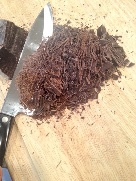 chopping chocolate for Christmas Crack