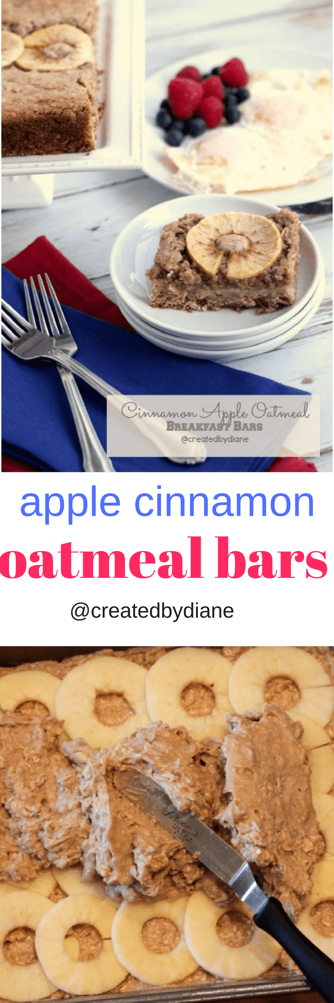 apple cinnamon oatmeal breakfast bars @createdbydiane