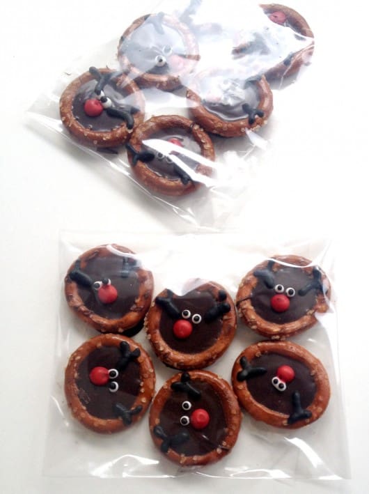 reindeer chocolate filled pretzel O's