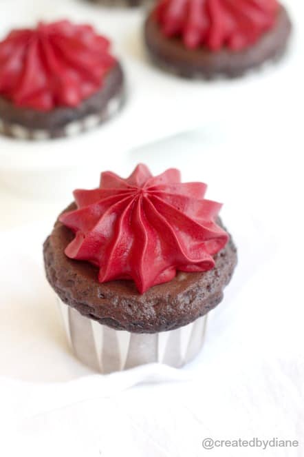 Chocolate Cupcakes with Red Velvet Frosting @createdbydiane